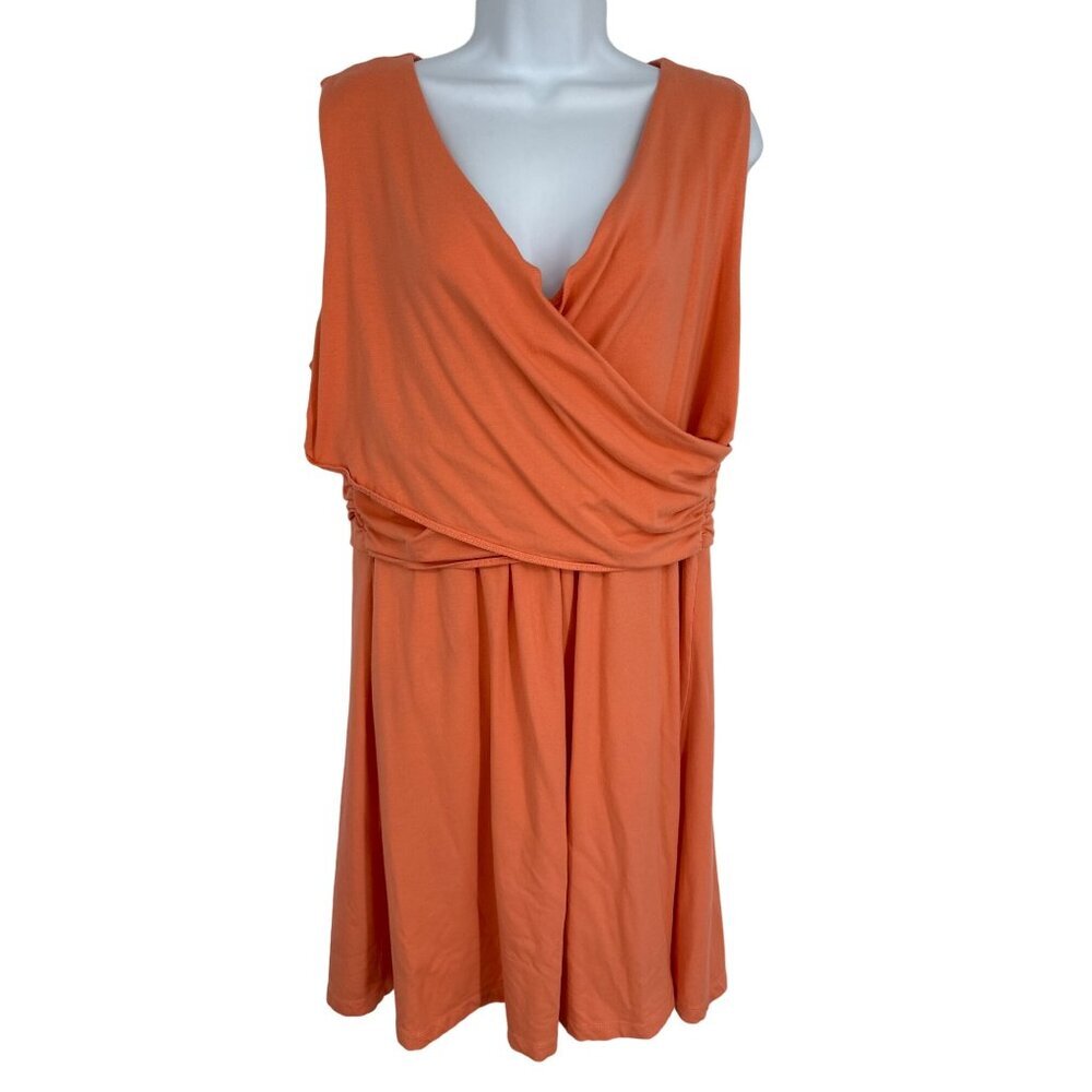 Lands' End Sleeveless Faux Wrap A-Line Dress Size XL